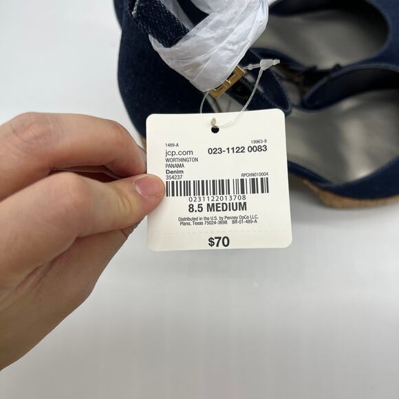 Worthington Womens Panama Block Heel Pumps Denim Size 8.5M - Picture 9 of 10